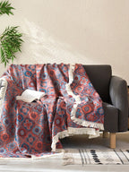 Veranda Floral Cotton Tassel Throw Blanket original reference image 5