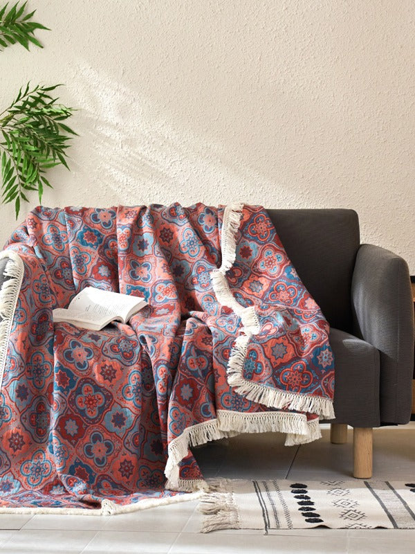 Veranda Floral Cotton Tassel Throw Blanket original reference image 5