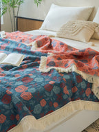 Veranda Floral Cotton Tassel Throw Blanket original reference image 14