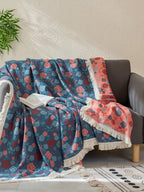 Veranda Floral Cotton Tassel Throw Blanket original reference image 17