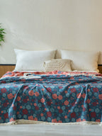 Veranda Floral Cotton Tassel Throw Blanket original reference image 18