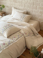 Vine Lace Cotton Linen Duvet Cover original reference image 6