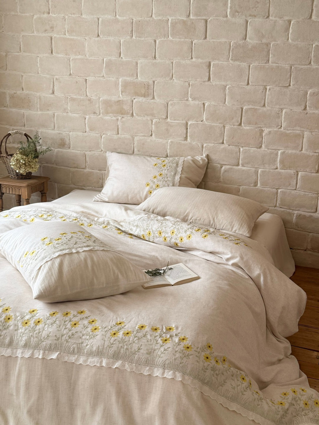 Vine Lace Cotton Linen Duvet Cover original reference image 14