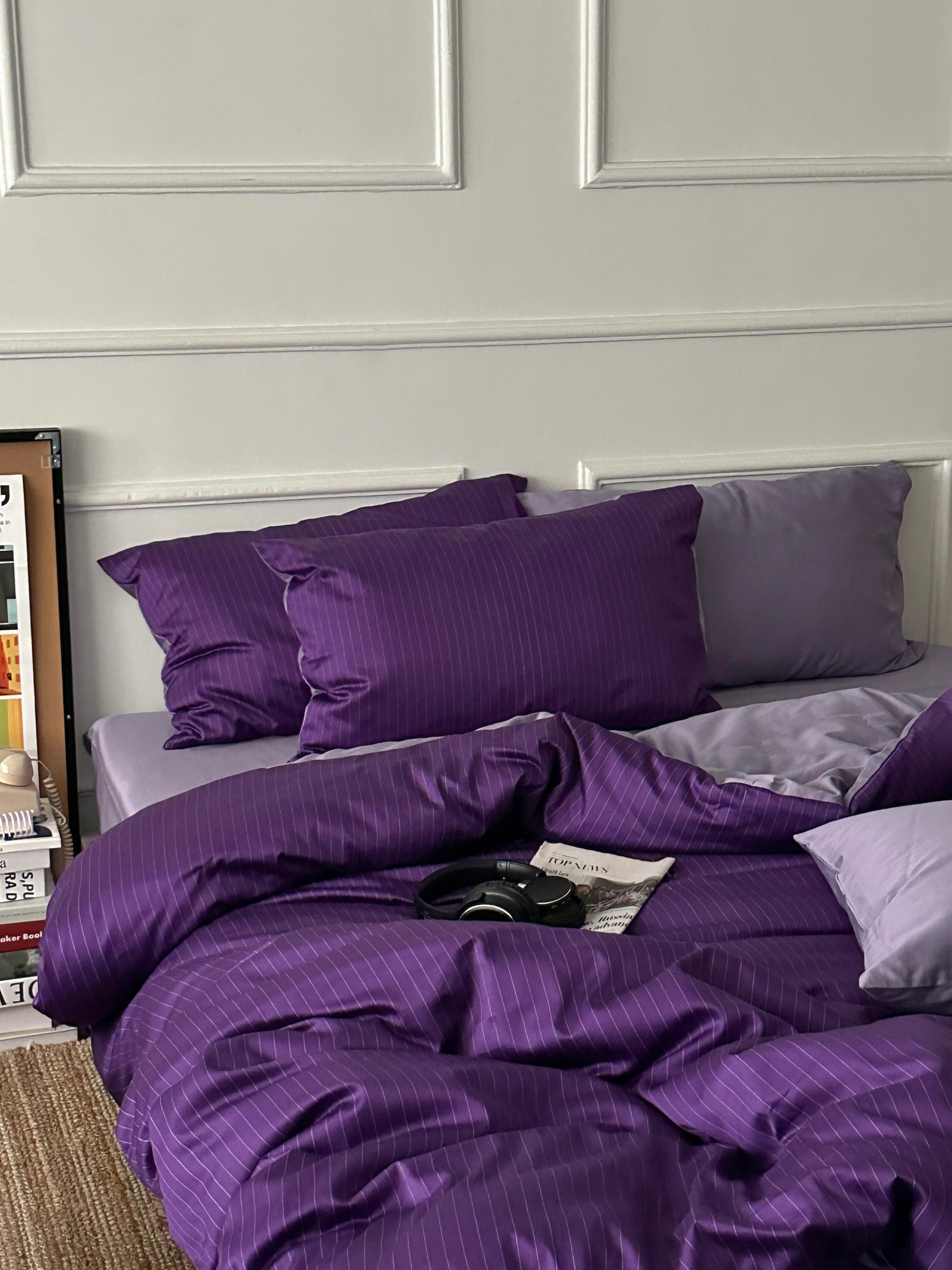 Violet Coordinate Printed Cotton Sateen Duvet Cover original reference image 5
