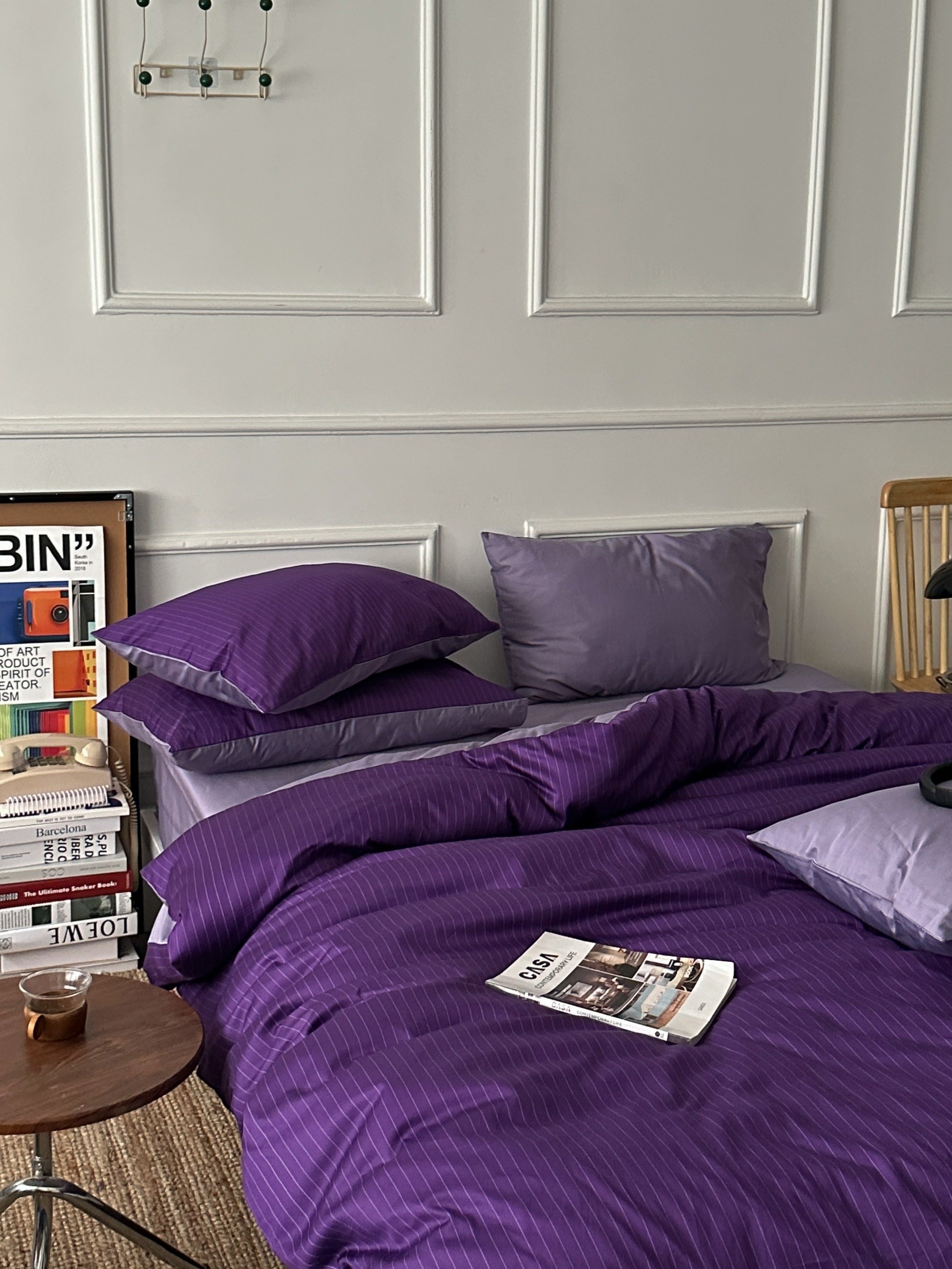 Violet Coordinate Printed Cotton Sateen Duvet Cover original reference image 6