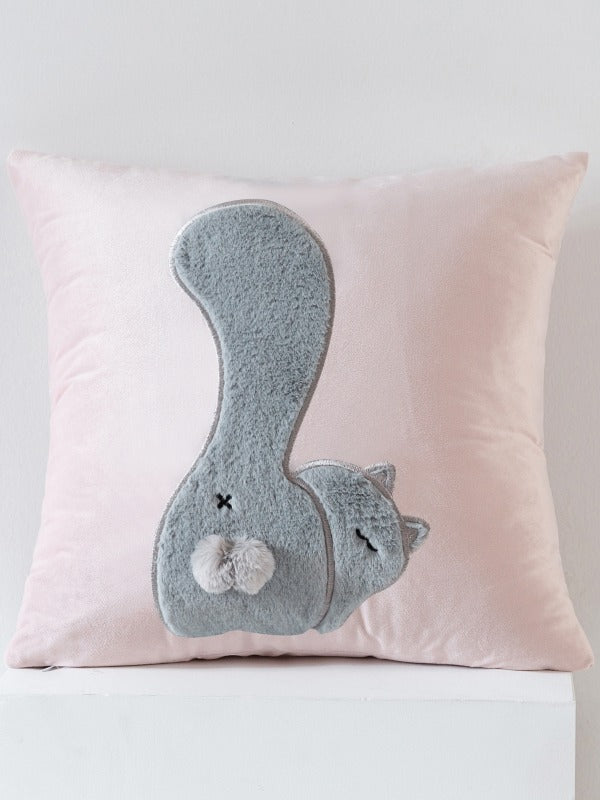 Whimsical Animal Applique Velvet Throw Pillow original reference image 4