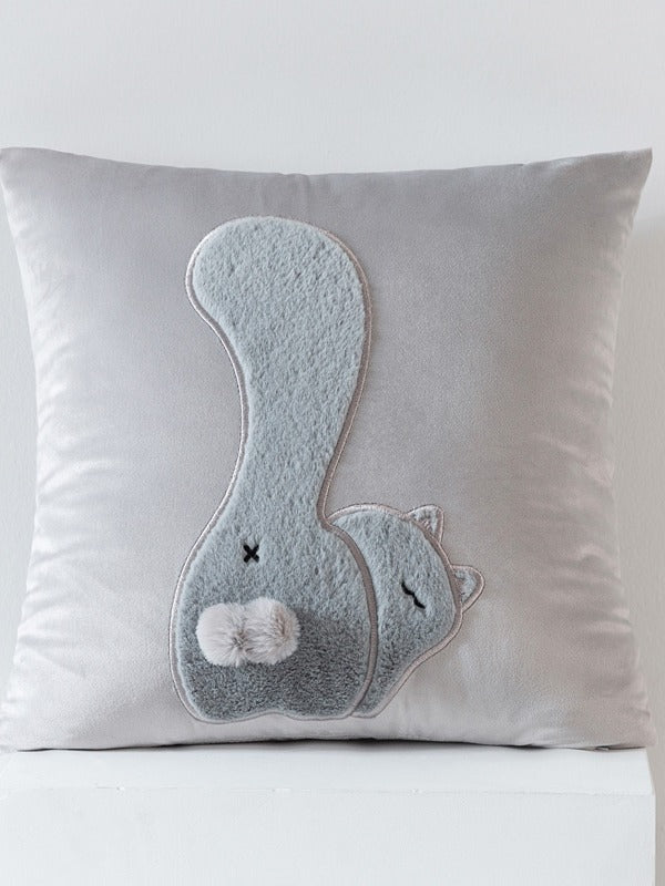 Whimsical Animal Applique Velvet Throw Pillow original reference image 5