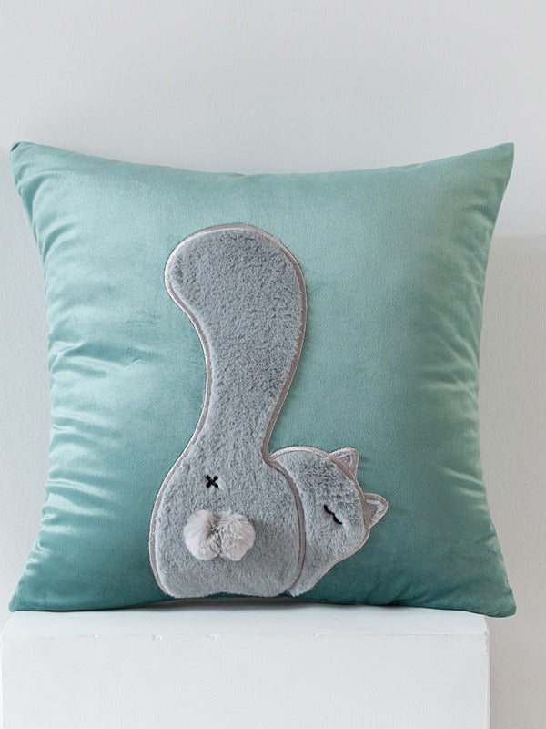 Whimsical Animal Applique Velvet Throw Pillow original reference image 6