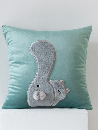 Whimsical Animal Applique Velvet Throw Pillow original reference image 6