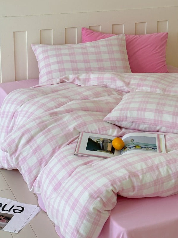 Woodland Plaid Cotton Muslin Duvet Cover original reference image 1