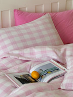 Woodland Plaid Cotton Muslin Duvet Cover original reference image 5