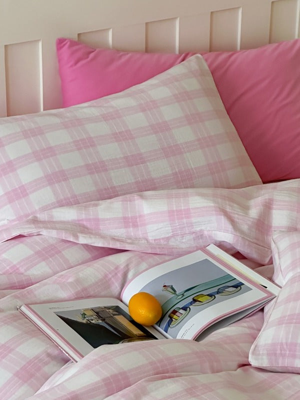 Woodland Plaid Cotton Muslin Duvet Cover original reference image 5